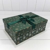 Коробки Прямоугольные Набор 1/3 35*25*12 "Снежинки" Зелёный 1/20 Арт: 720300-601