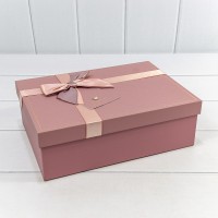 Коробки Прямоугольные Набор 1/3 29*21*9,5 с двойным бантом и короной Лиловый 1/12 Арт: 721632/2