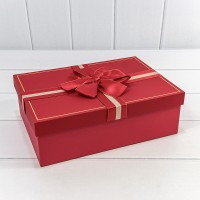 Коробки Прямоугольные Набор 1/3 29*21*9,5 с двойным бантом Красный 1/12 Арт: 721634/1
