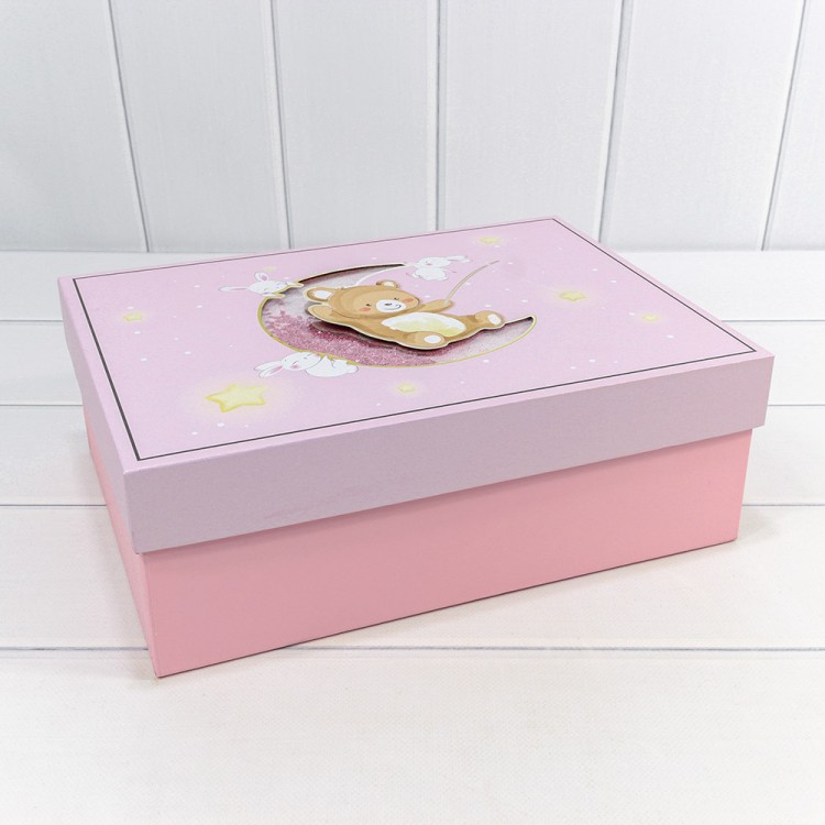 Коробки Прямоугольные Набор 1/3 33,5*25*11,5 "Мишка" Розовый 1/12 Арт: 720-860/1
