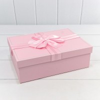 Коробки Прямоугольные Набор 1/3 29*21*9,5 с двойным бантом Розовый 1/12 Арт: 721634/2
